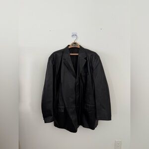 Vintage Black Leather Blazer Jacket XL